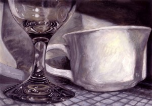 Glass and Cup - gouache on paper