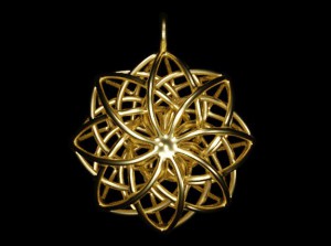 Woven Star Pendant - Blender (Cycles) render of a 3D printed pendant, simulated brass material